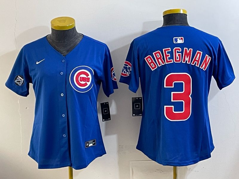 Women 2026 Chicago Cubs #3 Bregman Blue Game Nike MLB Jersey style 005
